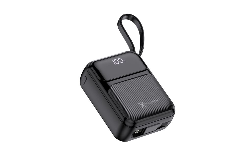 Pin sạc dự phòng Polymer 10000mAh Type C PD QC 3.0 22.5W Xmobile MiniGo G653 kèm Cáp Lightning và Type C Màu Đen