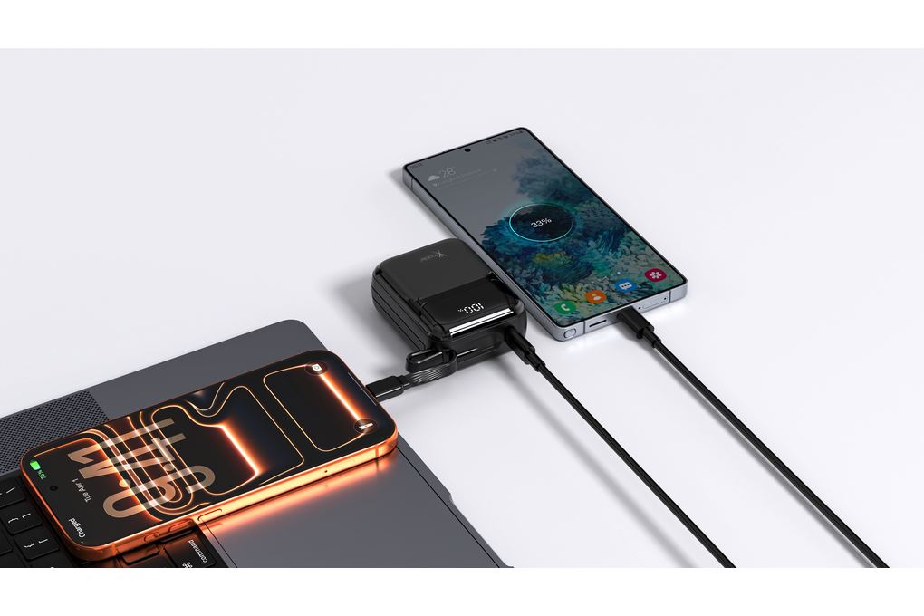 Pin sạc dự phòng Polymer 10000mAh Type C PD QC 3.0 22.5W Xmobile MiniGo G653 kèm Cáp Lightning và Type C Màu Đen