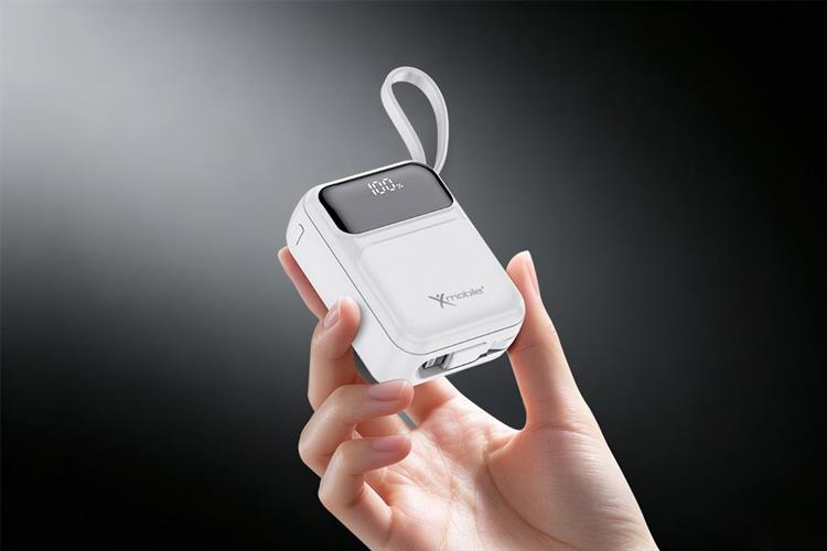 Pin sạc dự phòng Polymer 10000mAh Type C PD QC 3.0 22.5W Xmobile MiniGo G653 kèm Cáp Lightning và Type C Màu Trắng