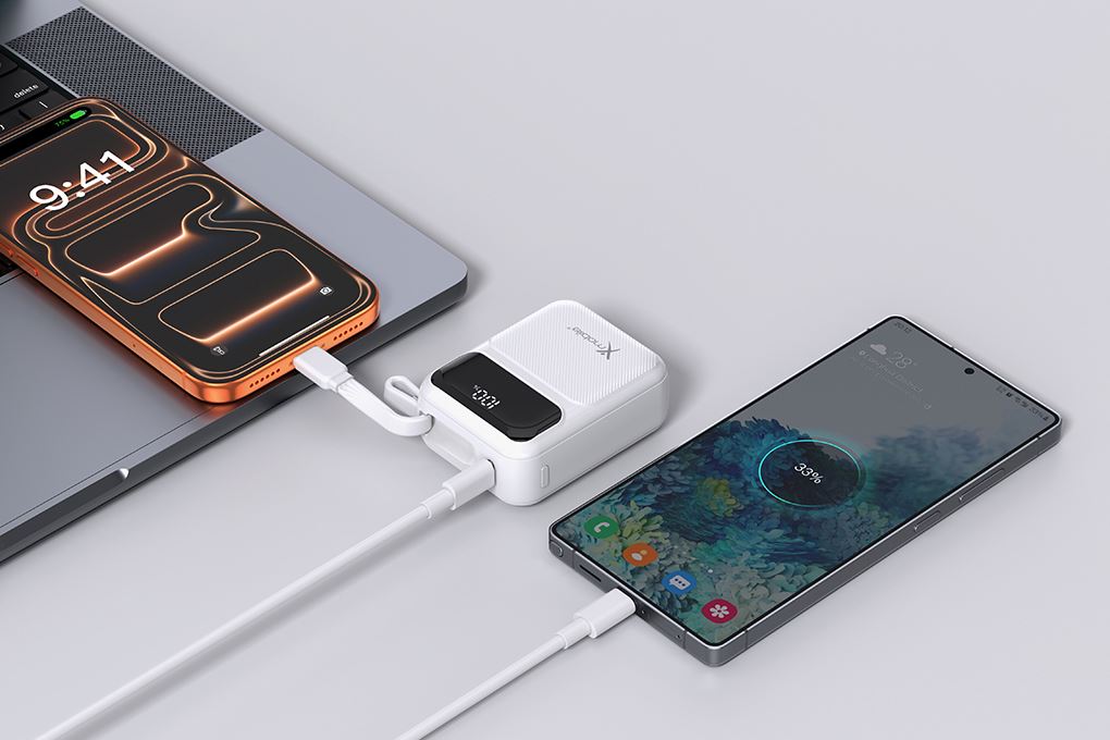 Pin sạc dự phòng Polymer 10000mAh Type C PD QC 3.0 22.5W Xmobile MiniGo G653 kèm Cáp Lightning và Type C Màu Trắng