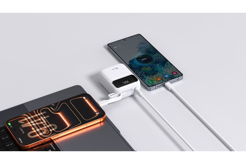 Pin sạc dự phòng Polymer 10000mAh Type C PD QC 3.0 22.5W Xmobile MiniGo G653 kèm Cáp Lightning và Type C Màu Trắng