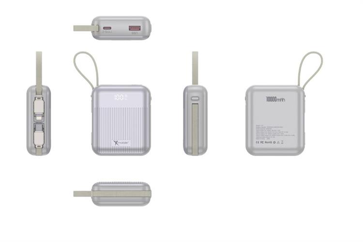 Pin sạc dự phòng Polymer 10000mAh Type C PD QC 3.0 22.5W Xmobile CarryOn Y111 kèm Cáp Lightning và Type C Màu Bạc