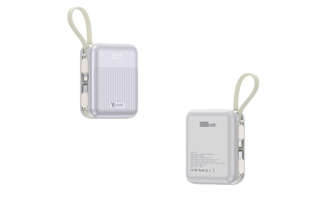 Pin sạc dự phòng Polymer 10000mAh Type C PD QC 3.0 22.5W Xmobile CarryOn Y111 kèm Cáp Lightning và Type C Màu Bạc