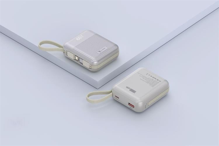 Pin sạc dự phòng Polymer 10000mAh Type C PD QC 3.0 22.5W Xmobile CarryOn Y111 kèm Cáp Lightning và Type C Màu Bạc