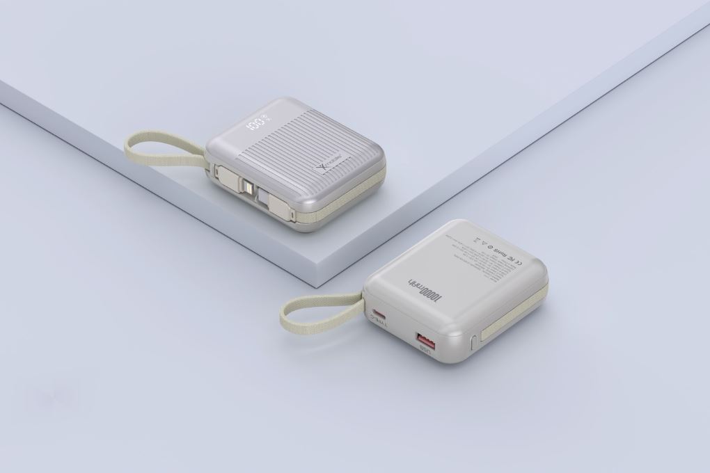 Pin sạc dự phòng Polymer 10000mAh Type C PD QC 3.0 22.5W Xmobile CarryOn Y111 kèm Cáp Lightning và Type C Màu Bạc