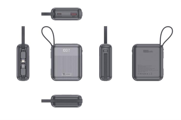 Pin sạc dự phòng Polymer 10000mAh Type C PD QC 3.0 22.5W Xmobile CarryOn Y111 kèm Cáp Lightning và Type C Màu Xám
