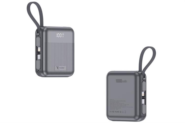 Pin sạc dự phòng Polymer 10000mAh Type C PD QC 3.0 22.5W Xmobile CarryOn Y111 kèm Cáp Lightning và Type C Màu Xám