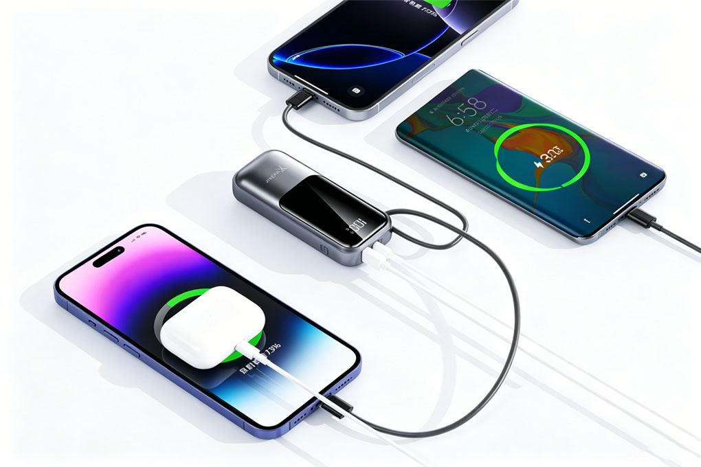 Pin sạc dự phòng Polymer 10000mAh Type C PD QC 3.0 22.5W Xmobile PocketGo DX592 kèm Cáp Lightning và Type C Màu Xám