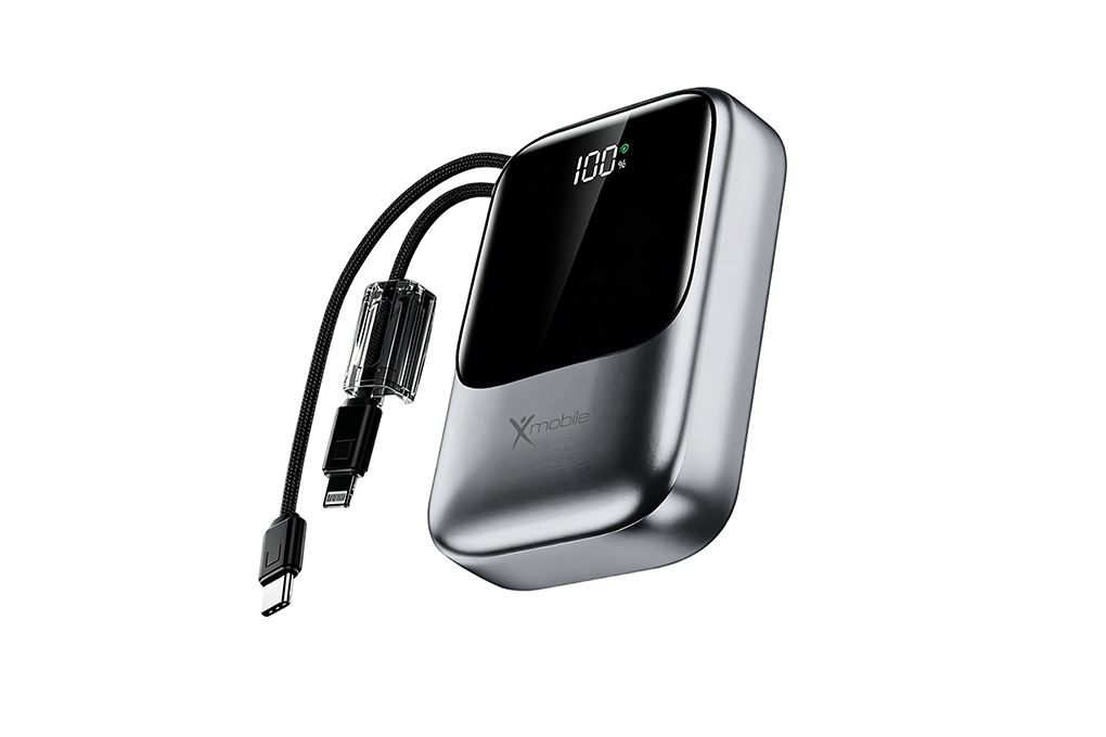 Pin sạc dự phòng Polymer 20000mAh Type C PD QC 3.0 22.5W Xmobile PocketGo DX593 kèm Cáp Lightning và Type C Màu Xám
