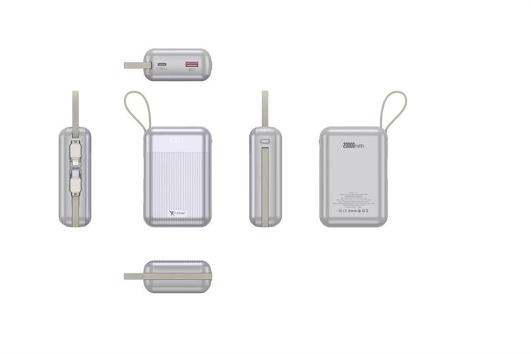 Pin sạc dự phòng Polymer 20000mAh Type C PD QC 3.0 22.5W Xmobile CarryOn Y112 kèm Cáp Lightning và Type C Màu Bạc
