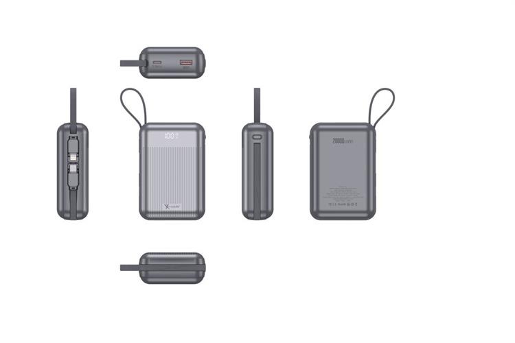 Pin sạc dự phòng Polymer 20000mAh Type C PD QC 3.0 22.5W Xmobile CarryOn Y112 kèm Cáp Lightning và Type C Màu Xám