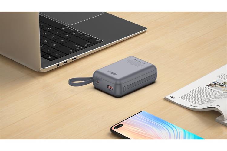 Pin sạc dự phòng Polymer 20000mAh Type C PD QC 3.0 22.5W Xmobile CarryOn Y112 kèm Cáp Lightning và Type C Màu Xám