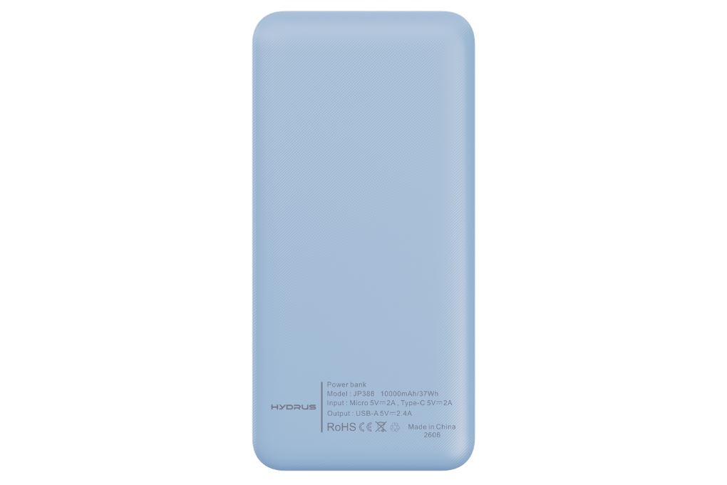 Pin sạc dự phòng Polymer 10000mAh 12W Hydrus JP388 Màu Xanh Dương