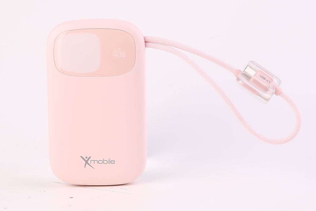Pin sạc dự phòng Polymer 10000mAh Type C PD QC 3.0 45W Xmobile DS85C9 kèm Cáp Type C Màu Hồng