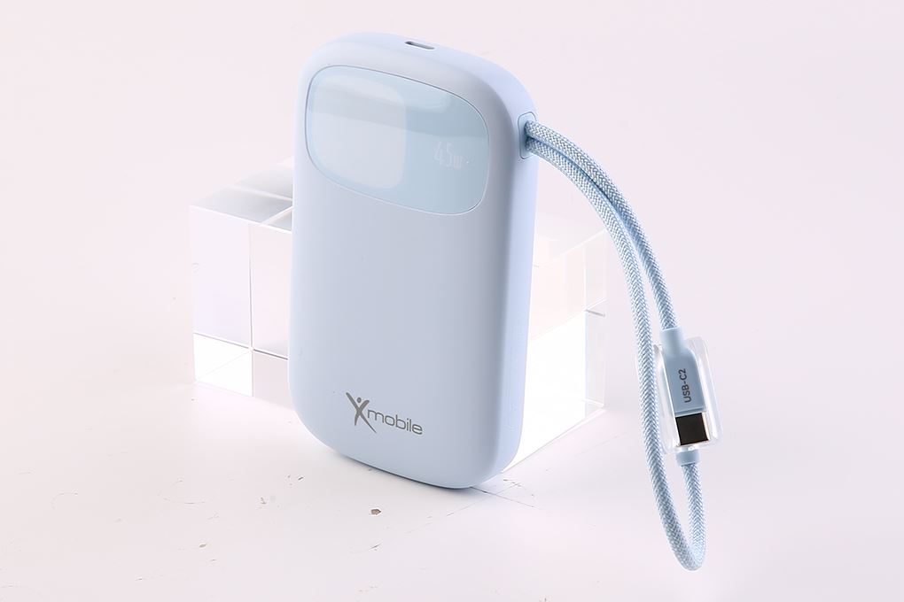 Pin sạc dự phòng Polymer 10000mAh Type C PD QC 3.0 45W Xmobile DS85C9 kèm Cáp Type C Màu Xanh Dương