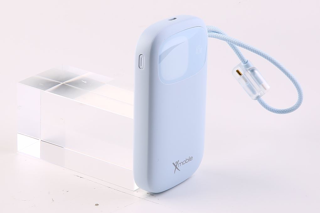 Pin sạc dự phòng Polymer 10000mAh Type C PD QC 3.0 45W Xmobile DS85C9 kèm Cáp Type C Màu Xanh Dương