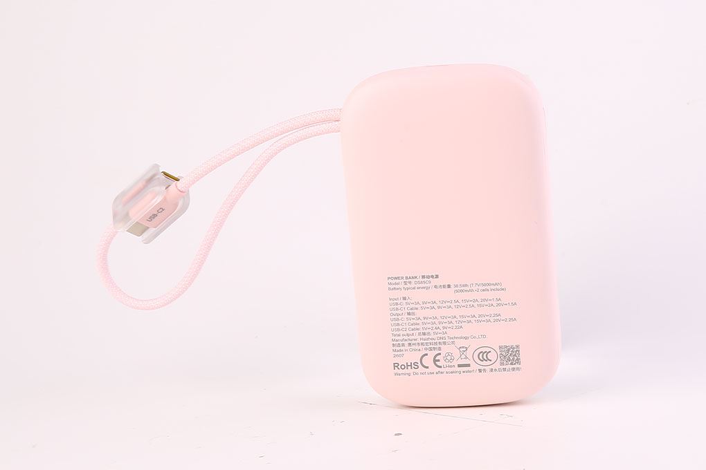 Pin sạc dự phòng Polymer 10000mAh Type C PD QC 3.0 45W Xmobile DS85C9 kèm Cáp Type C Màu Hồng