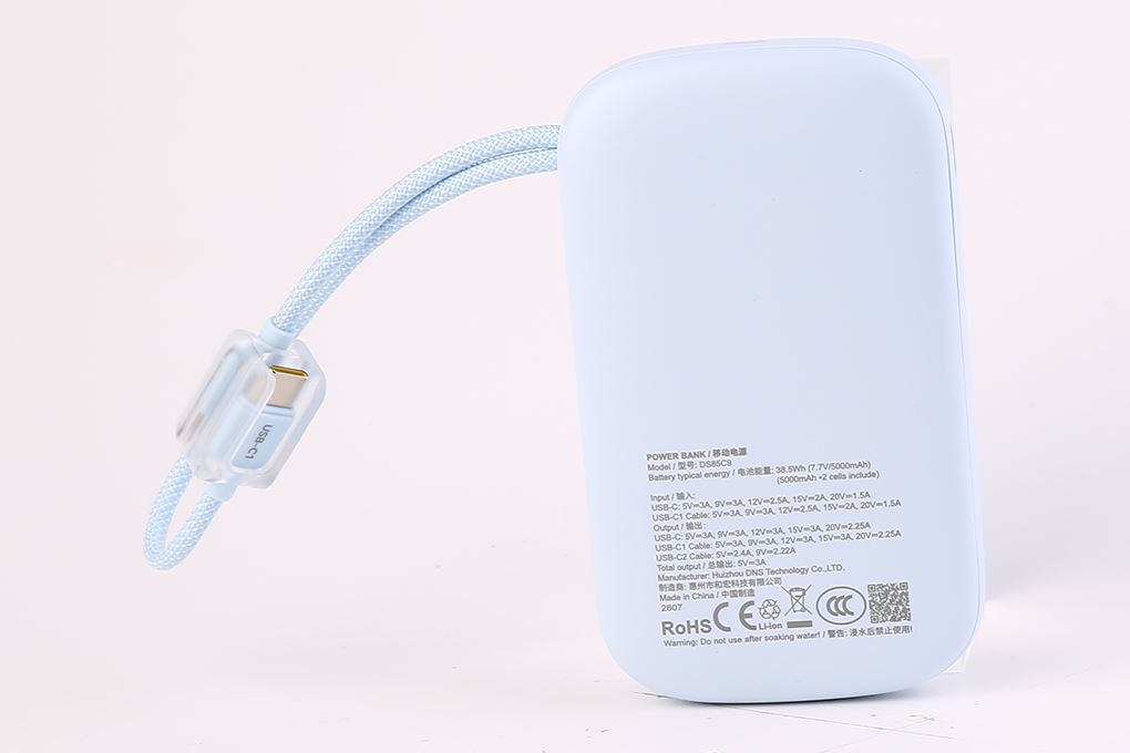 Pin sạc dự phòng Polymer 10000mAh Type C PD QC 3.0 45W Xmobile DS85C9 kèm Cáp Type C Màu Xanh Dương