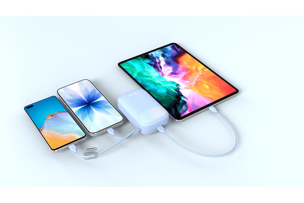 Pin sạc dự phòng Polymer 20000mAh Type C PD QC 3.0 45W Xmobile DS85C10 kèm Cáp Type C Màu Xanh Dương