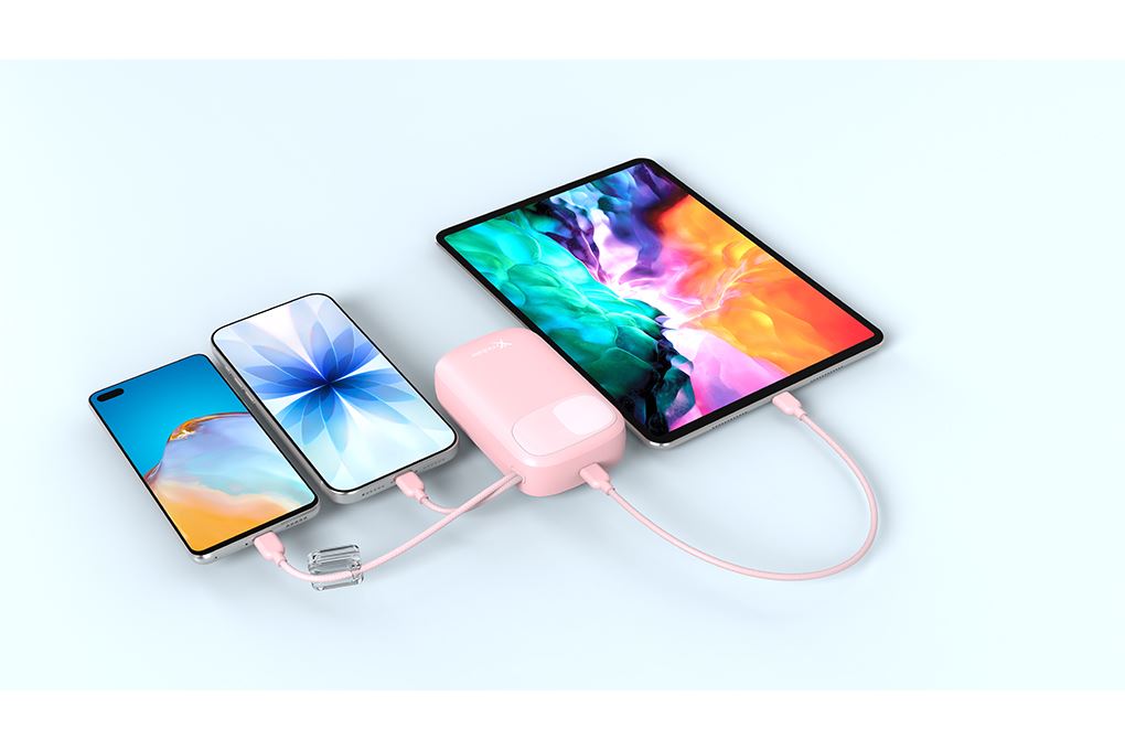 Pin sạc dự phòng Polymer 20000mAh Type C PD QC 3.0 45W Xmobile DS85C10 kèm Cáp Type C Màu Hồng