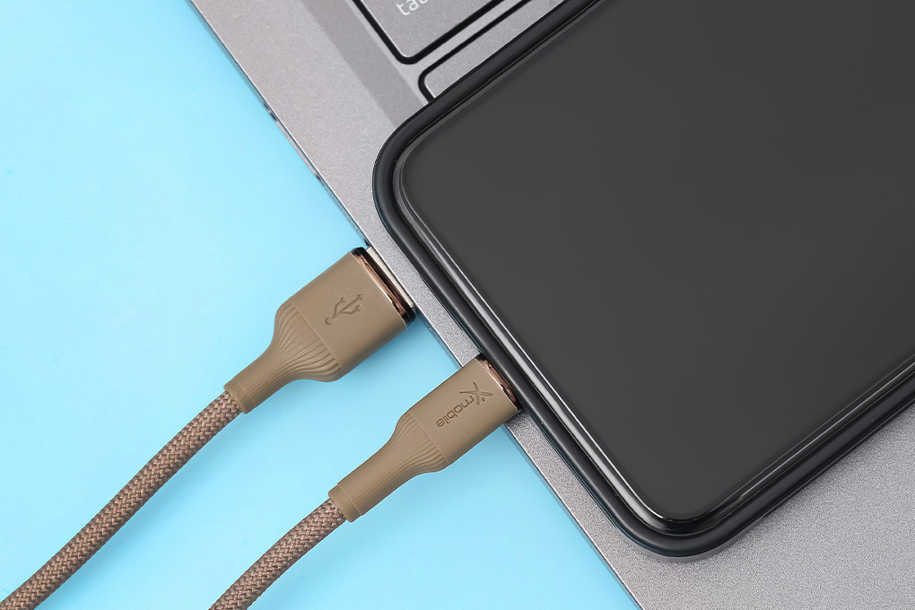 Cáp sạc và truyền dữ liệu USB-A - Lightning 12W 1m Xmobile L2320 Màu Nâu