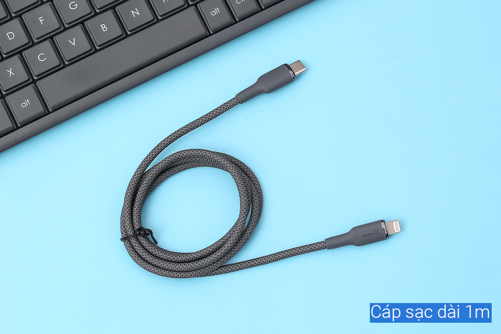 Cáp sạc nhanh và truyền dữ liệu Type-C - Lightning 27W 1m Xmobile L2320 Màu Nâu