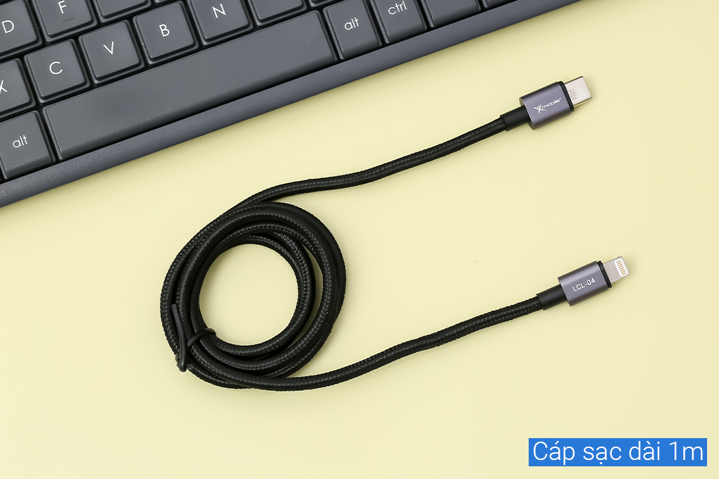 Cáp sạc nhanh và truyền dữ liệu Type-C - Lightning 27W 1m Xmobile LCL-04 Màu Đen