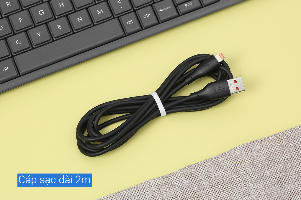 Cáp sạc và truyền dữ liệu USB-A - Lightning 12W 2m Hydrus CV-14 Màu Đen