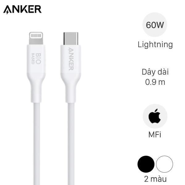 Cáp Type C - Lightning Mfi 0.9M Anker 542 Bio A80B1