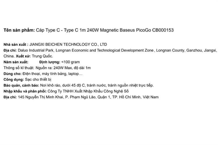 Cáp sạc nhanh Type-C - Type-C 240W 1m Baseus PicoGo CB000153 Màu Hồng
