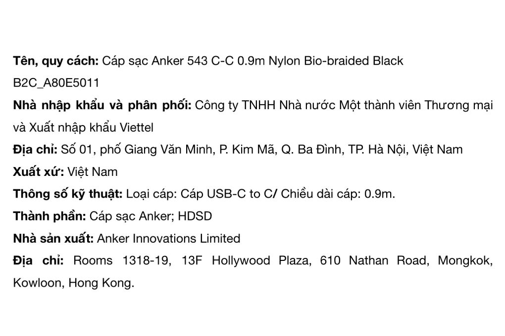 Cáp sạc nhanh Type-C - Type-C 240W 0.9m Anker 543 Nylon Bio-braided A80E5 Màu Đen