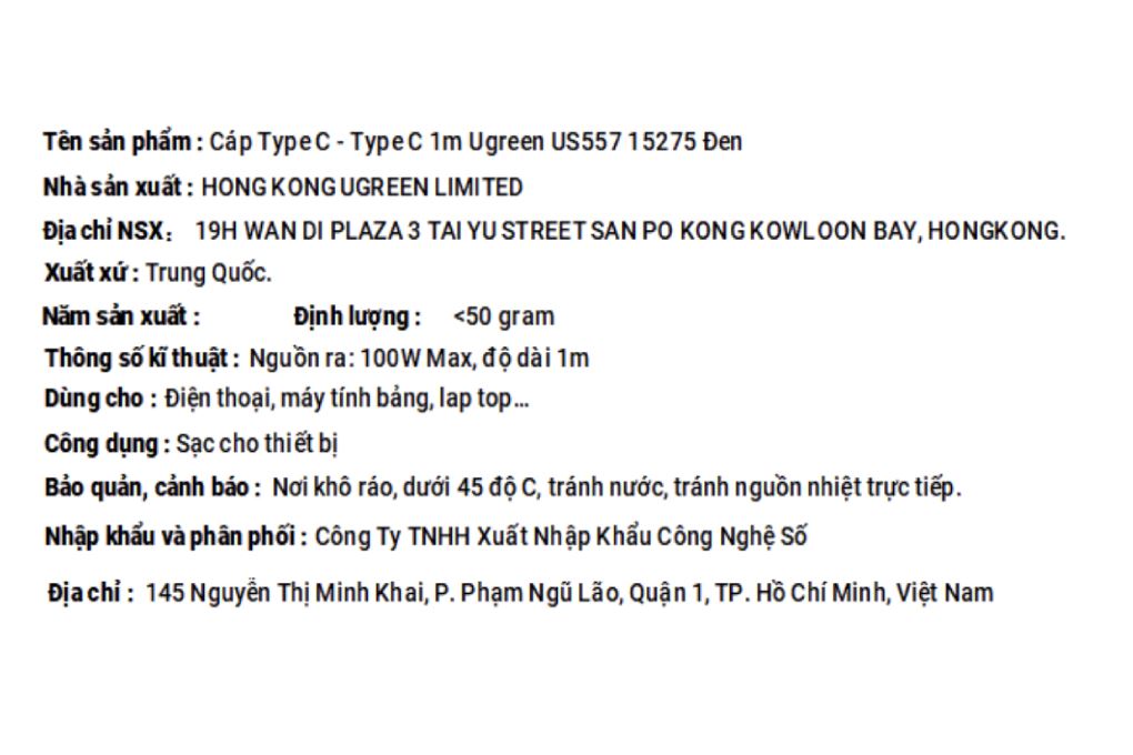 Cáp sạc nhanh Type-C - Type-C 100W 1m Ugreen US557 15275 Màu Đen