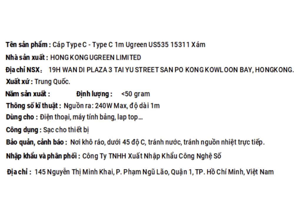 Cáp sạc nhanh và truyền dữ liệu Type-C - Type-C 240W 1m Ugreen US535 15311 Màu Xám