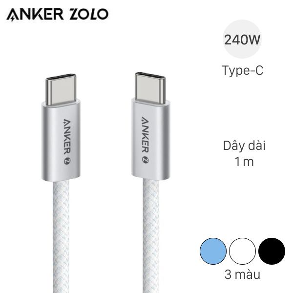 Cáp Type C - Type C 1m 240W Anker Zolo A8060