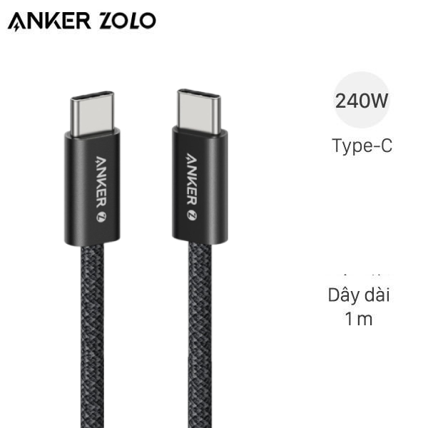 Cáp Type C - Type C 1m 240W Anker Zolo A8060