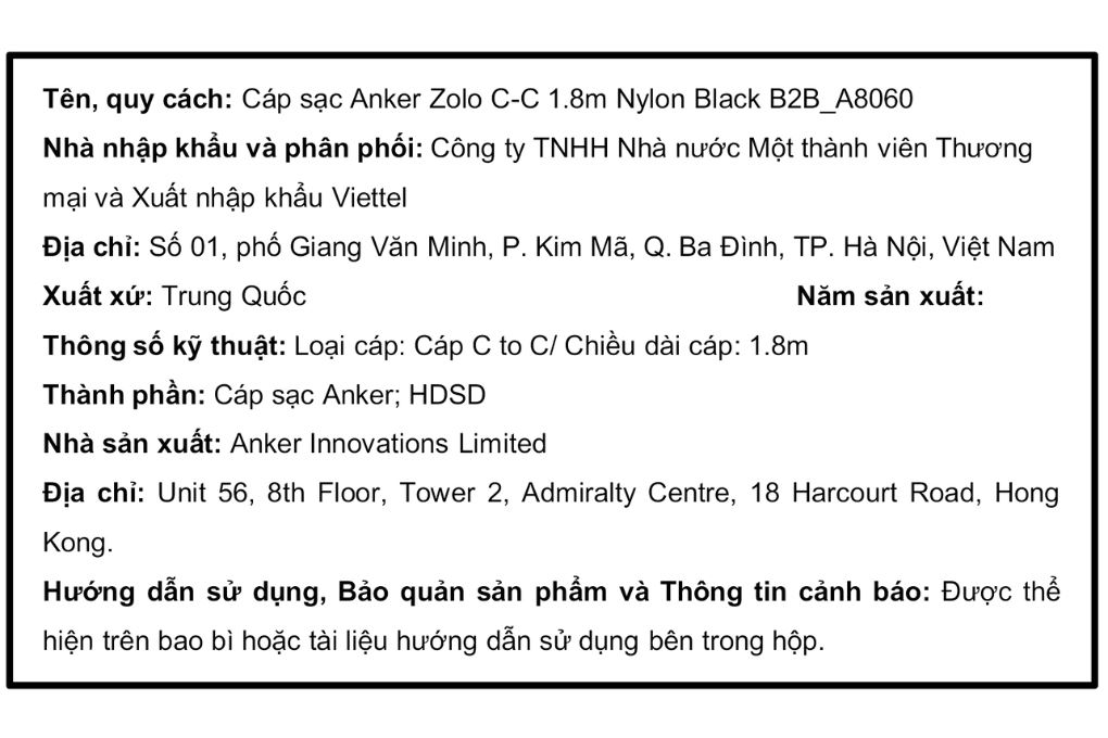 Cáp sạc nhanh và truyền dữ liệu Type-C - Type-C 240W 1.8m Anker Zolo A8060 Màu Đen