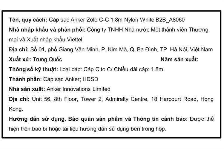 Cáp sạc nhanh và truyền dữ liệu Type-C - Type-C 240W 1.8m Anker Zolo A8060 Màu Trắng