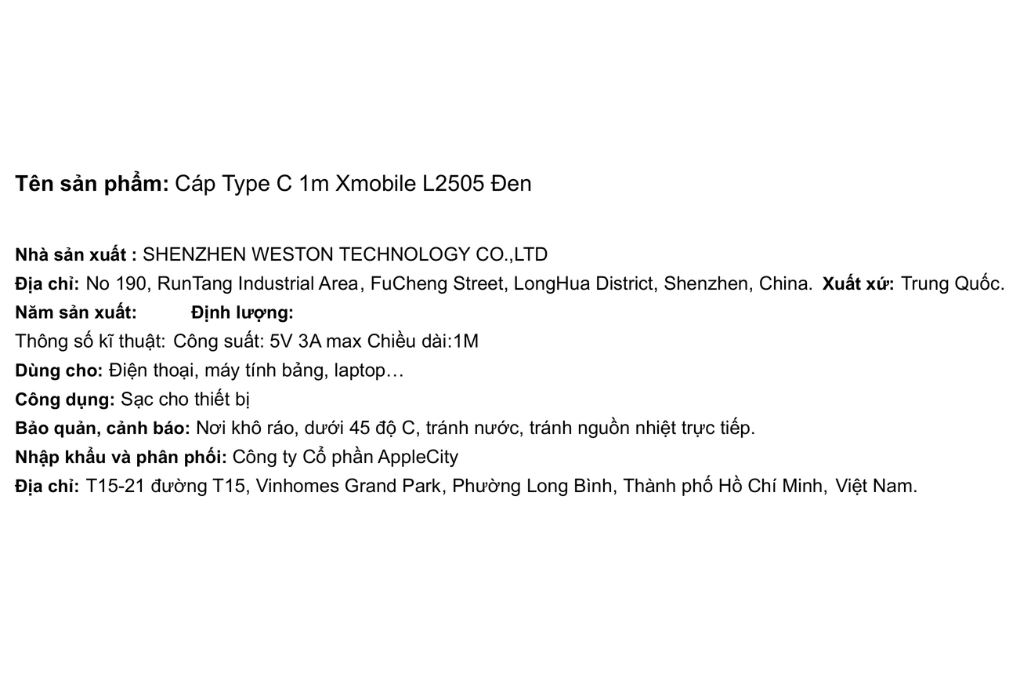 Cáp sạc USB-A - Type-C 15W 1m Xmobile L2505 - 9