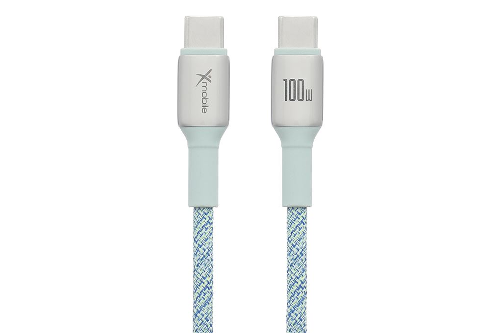 Cáp sạc nhanh Type-C - Type-C 100W 1m Xmobile L2515 Màu Xanh mint