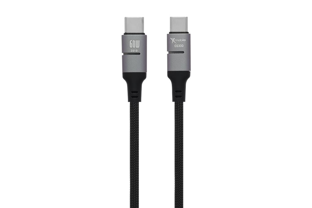 Cáp sạc nhanh Type-C - Type-C 60W 0.2m Xmobile CS300 Màu Đen