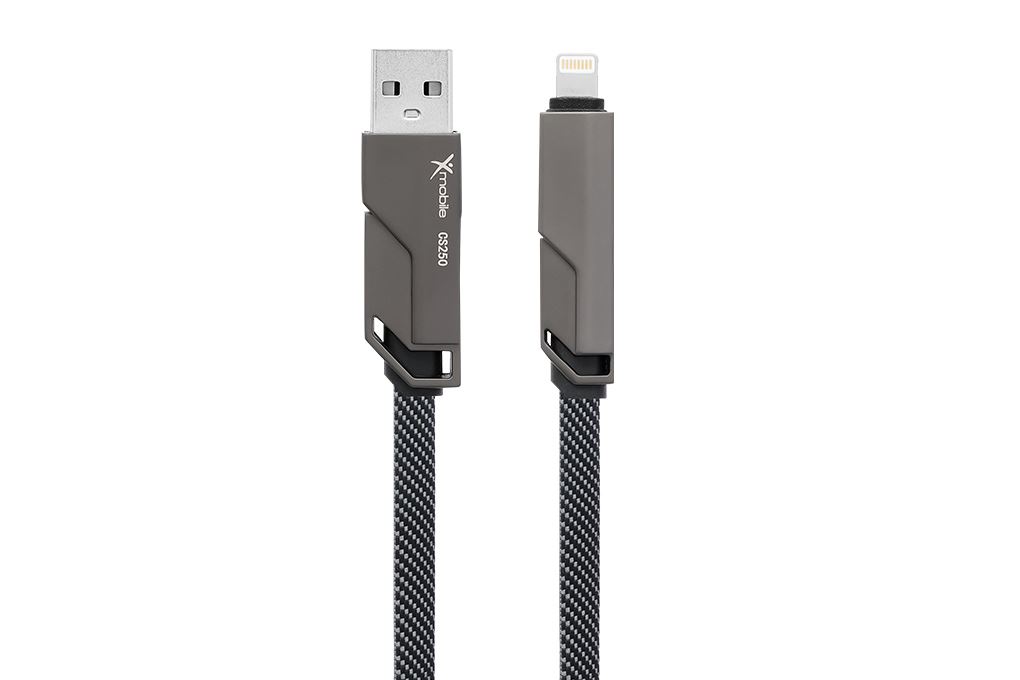 Cáp sạc nhanh đa năng 4 in 1 Lightning Type C 60W 1m Xmobile CS250 Màu Đen