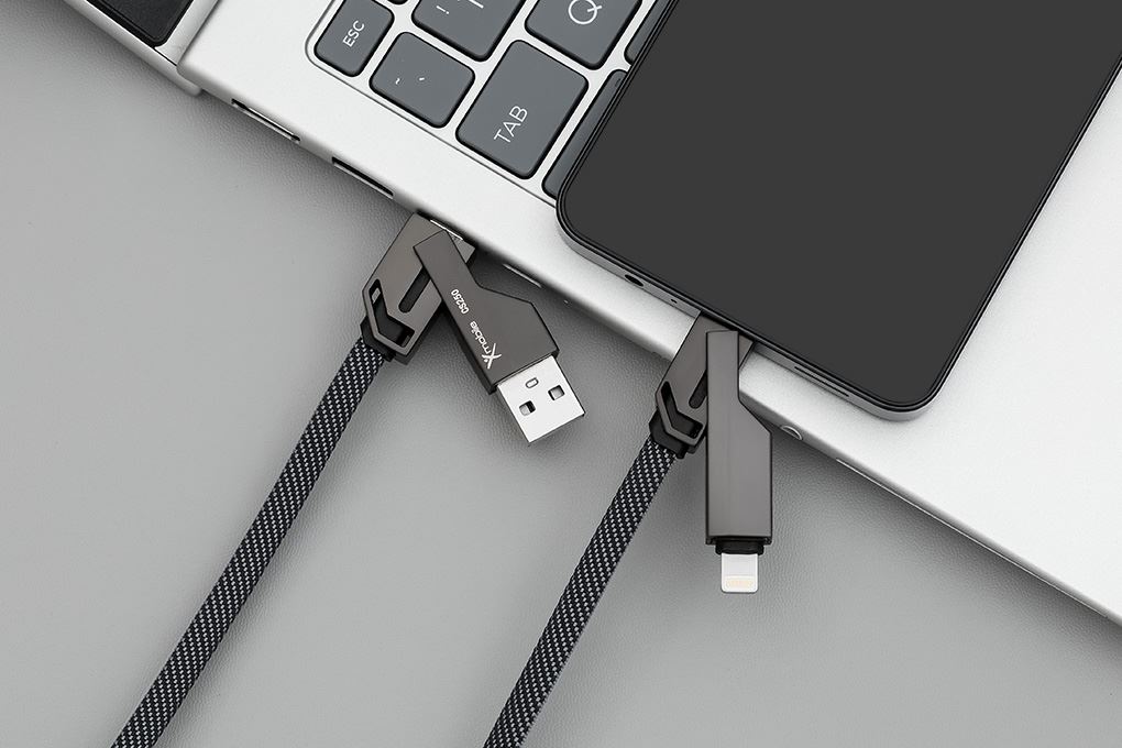 Cáp sạc nhanh đa năng 4 in 1 Lightning Type C 60W 1m Xmobile CS250 Màu Đen