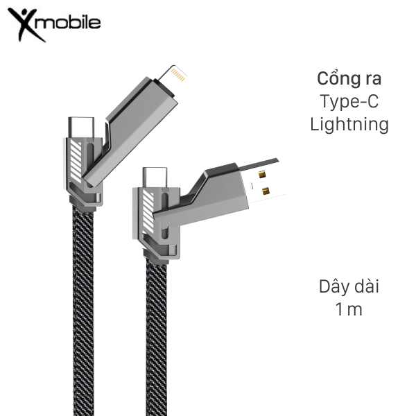 Cáp sạc nhanh đa năng 4 in 1 1m Xmobile CS250