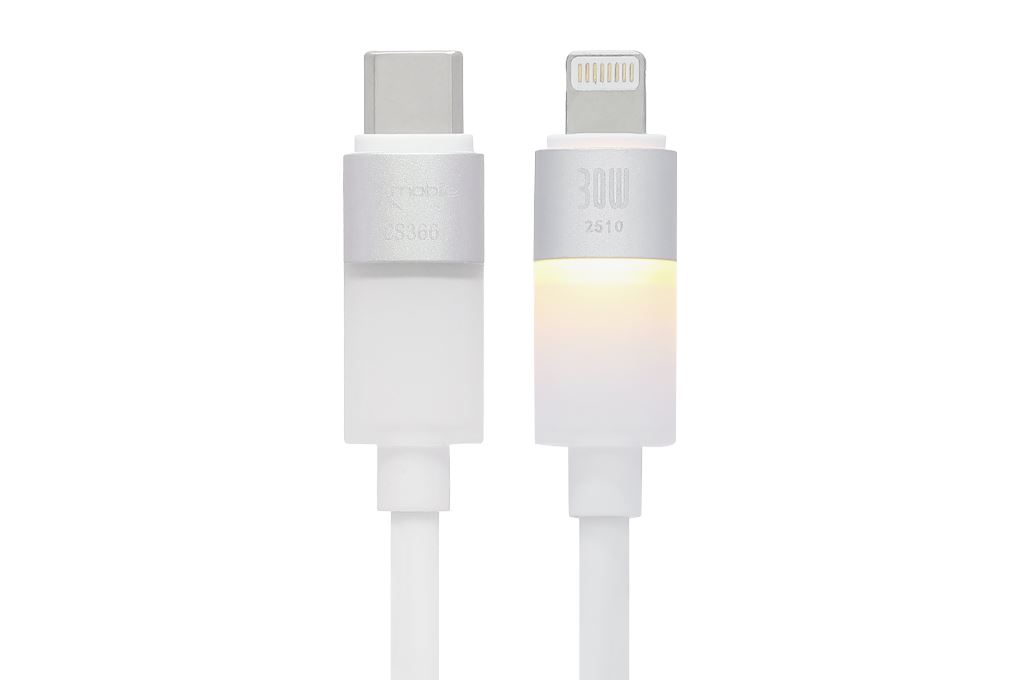 Cáp sạc nhanh Type-C - Lightning 30W 1m Xmobile LED CS366 Màu Trắng
