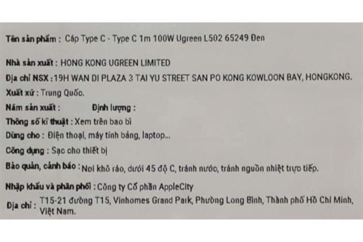 Cáp sạc nhanh và truyền dữ liệu Type-C - Type-C 100W 1m Ugreen L502 Màu Đen