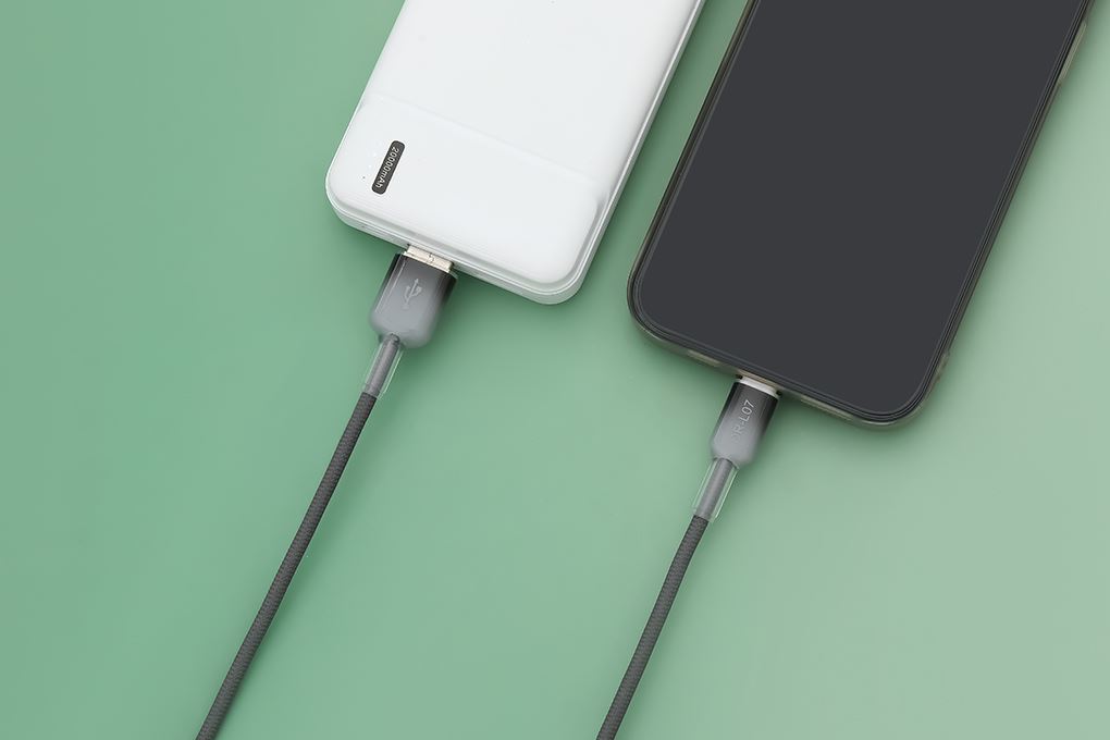 Cáp sạc USB-A - Lightning 12W 1m Xmobile DR-L07 Màu Xám đậm