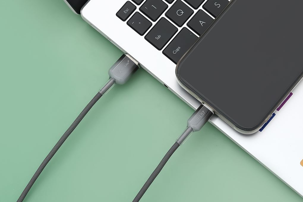Cáp sạc USB-A - Lightning 12W 1m Xmobile DR-L07 Màu Xám đậm
