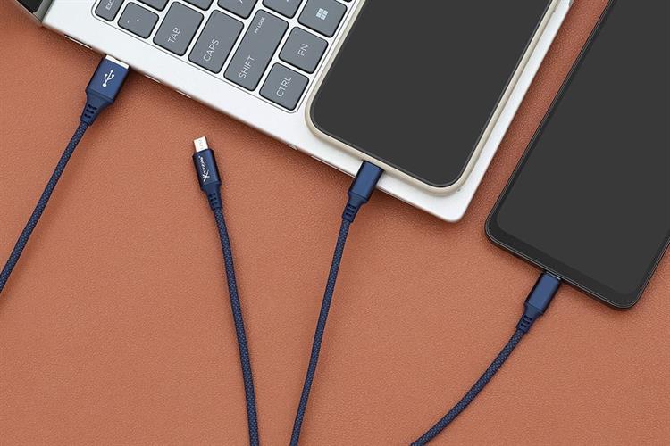 Cáp 3 đầu Lightning Type C Micro 1m Xmobile DR002 Xanh Navy Màu Xanh Navy