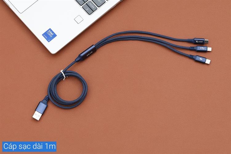 Cáp 3 đầu Lightning Type C Micro 1m Xmobile DR002 Xanh Navy Màu Xanh Navy