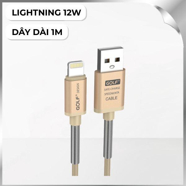 Cáp sạc nhanh và truyền dữ liệu USB A - Lightning 12W 1m Golf GC-40I